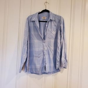 Express Boyfriend Button Down Blue Plaid